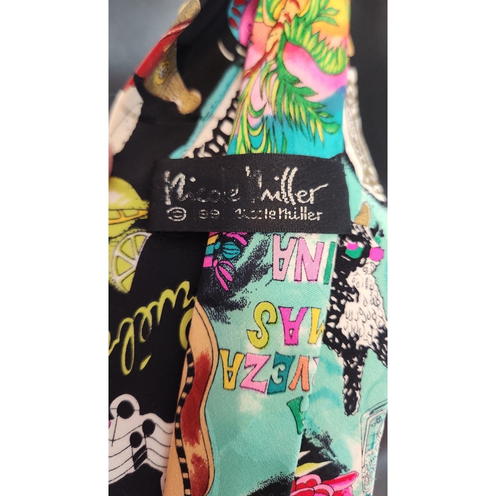 Vintage NICOLE MILLER 1991 Silk Tie Mexico Cerveza Beer Modelo Fiesta Hand Sewn - Picture 7 of 13